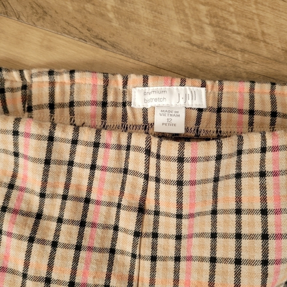 J. Jill Womens Petite Premium Stretch Cotton Rayon Plaid Pull On Pants Size 12 - Picture 2 of 5